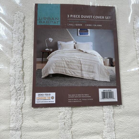 Urban Habitat NWT Mercer 3 Piece Cotton Chenille Duvet Cover Set Full/Queen - Picture 2 of 5